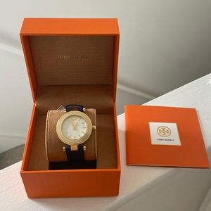 Tory Burch Watch Blue Leather Gold Tone no battery